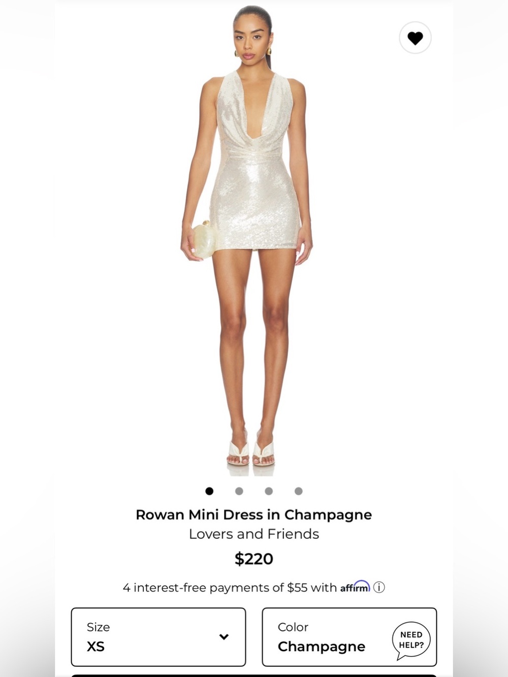 Lovers + Friends Sequin Cowl-Neck Mini Dress in Champagne